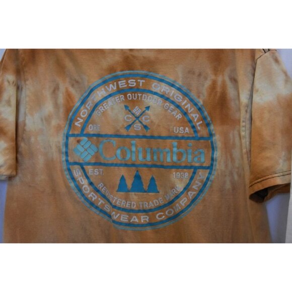 Unisex Columbia Sportswear Brown Custom Bleach Dye Logo Graphic T-shirt Size M - Picture 4 of 6